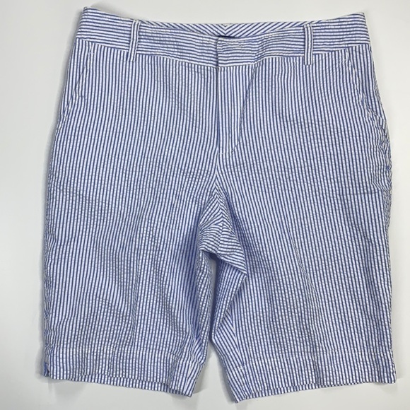 Chaps Blue & White Striped Seersucker Bermuda Shorts Size 8P - Picture 1 of 10